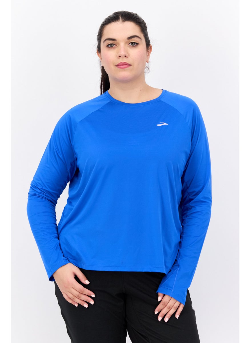 Women Sportswear Fit Long Sleeve Running Top, Blue