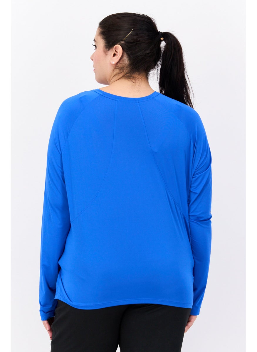 Women Sportswear Fit Long Sleeve Running Top, Blue