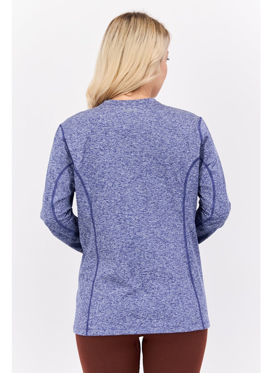 Women Sportswear Fit Long Sleeves Training Top, Blue Heather