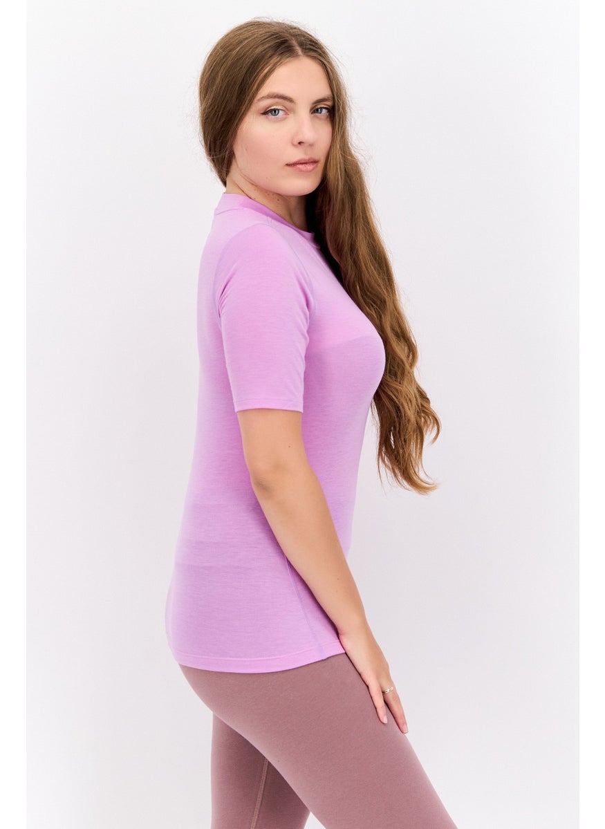 Women Sportswear Fit Short Sleeve Outdoor T Shirt, Purple