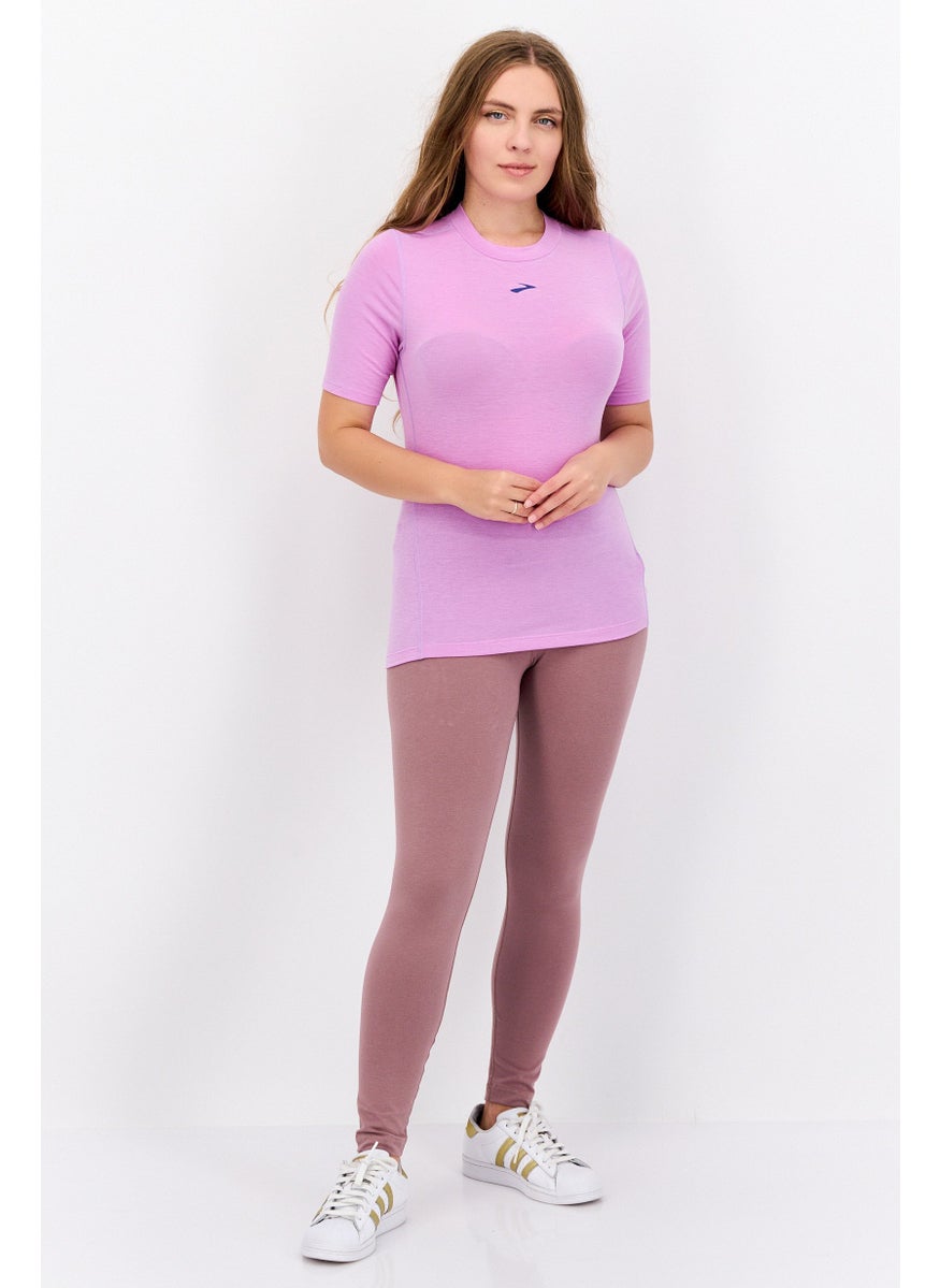 Women Sportswear Fit Short Sleeve Outdoor T Shirt, Purple