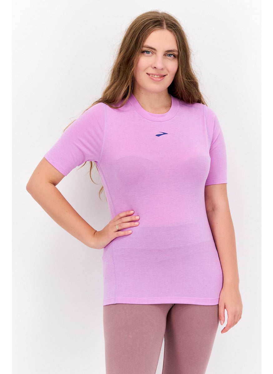 Women Sportswear Fit Short Sleeve Outdoor T Shirt, Purple