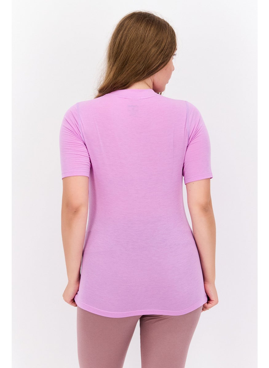 Women Sportswear Fit Short Sleeve Outdoor T Shirt, Purple
