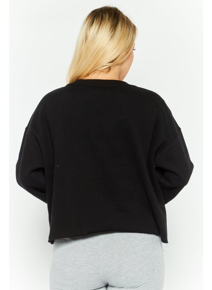 Women Sportswear Fit Long Sleeves Outdoor Top, Black