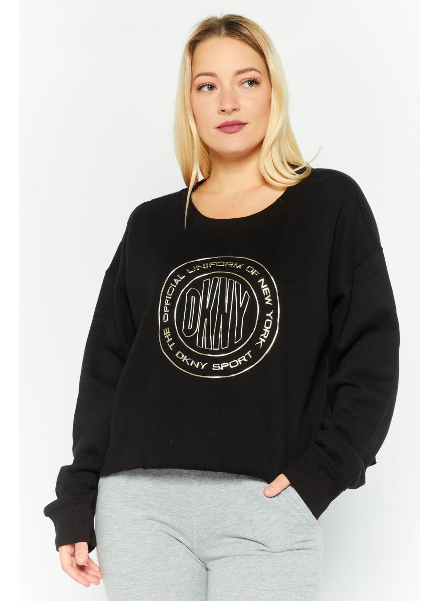Women Sportswear Fit Long Sleeves Outdoor Top, Black