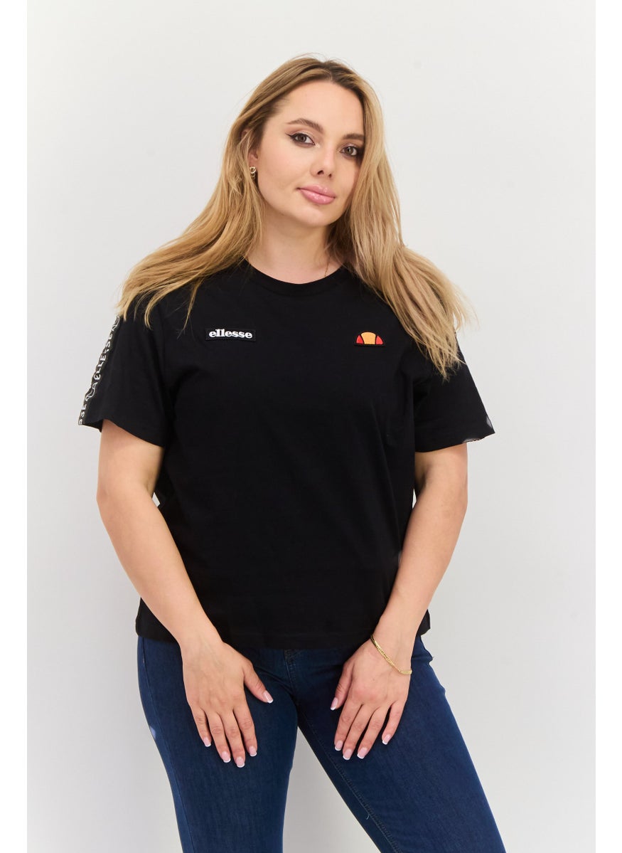 Women Sportswear Fit Short Sleeves Running T-Shirt, Black