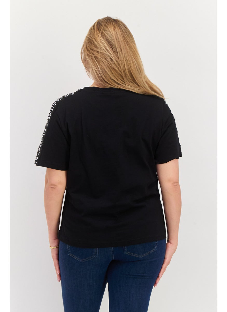 Women Sportswear Fit Short Sleeves Running T-Shirt, Black