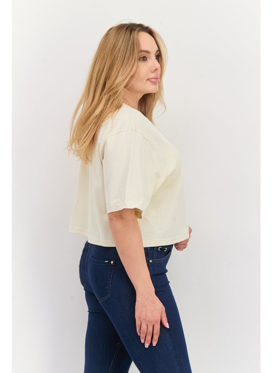 Women Sportswear Fit Short Sleeve Outdoor Top, Off-White