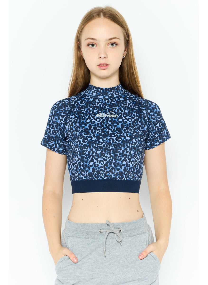 Women Sportswear Fit Short Sleeves Training Top, Navy Combo