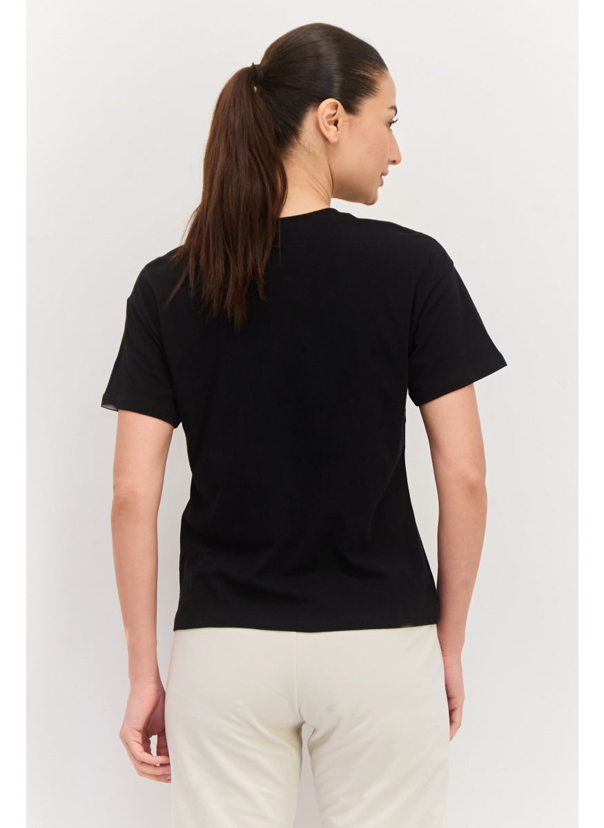 Women Sportswear Fit Short Sleeve Outdoor Top, Black