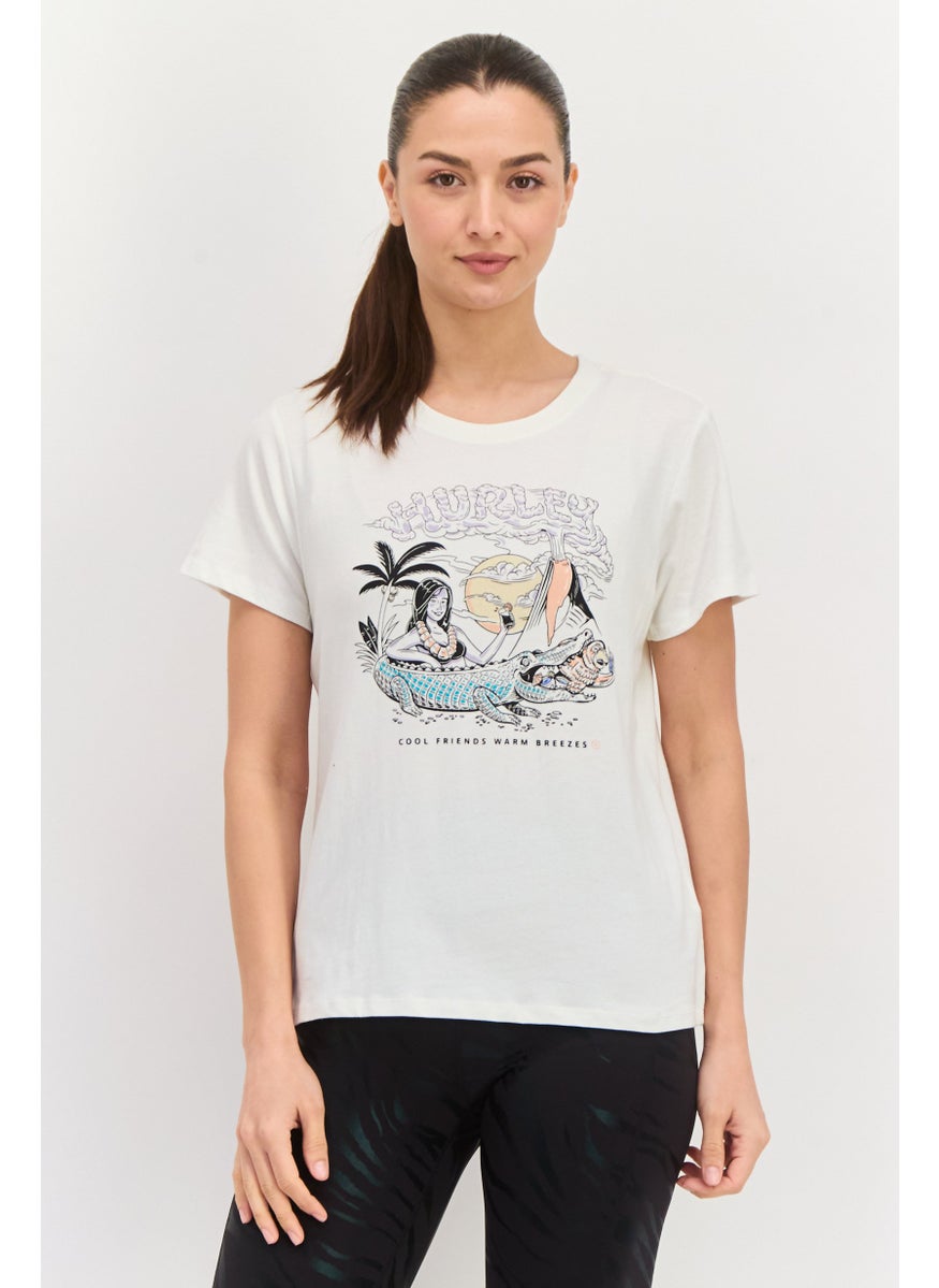 Women Sportswear Fit Short Sleeve Outdoor T-Shirts, Off White Combo