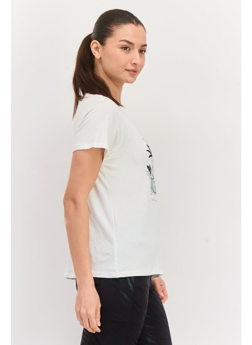 Women Sportswear Fit Short Sleeve Outdoor T-Shirts, Off White Combo