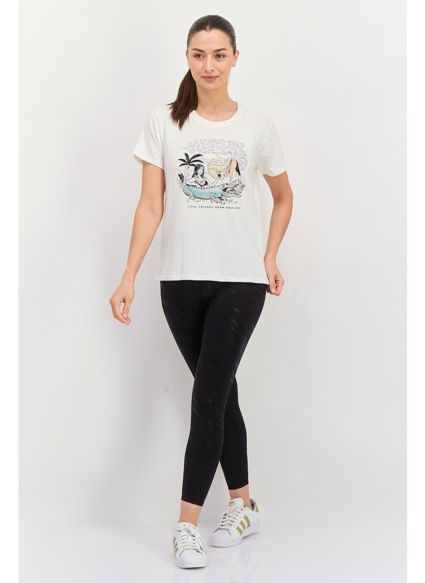 Women Sportswear Fit Short Sleeve Outdoor T-Shirts, Off White Combo