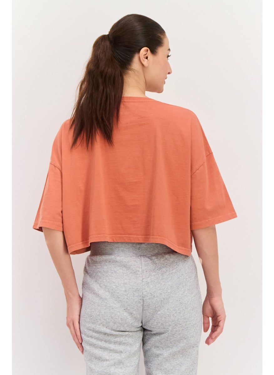 Women Sportswear Fit Short Sleeve Outdoor Top, Rust