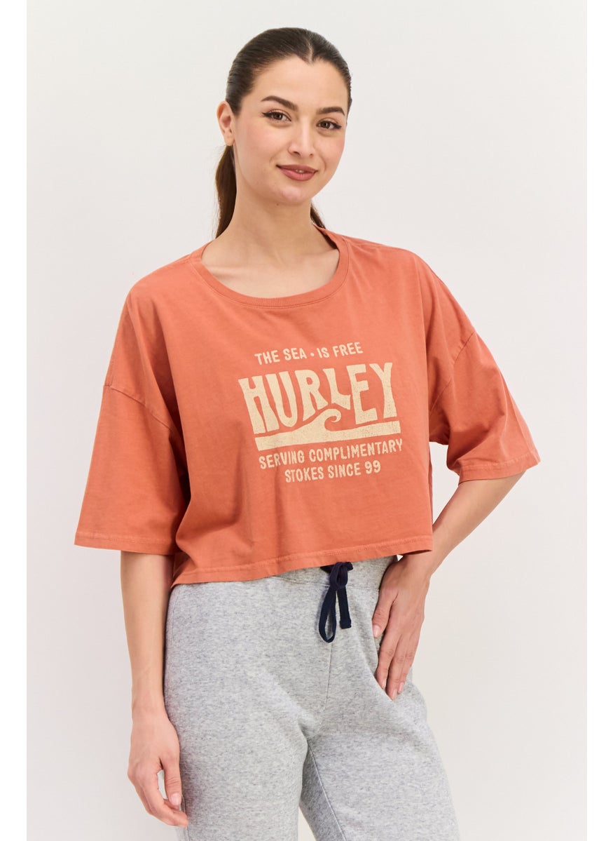 Women Sportswear Fit Short Sleeve Outdoor Top, Rust