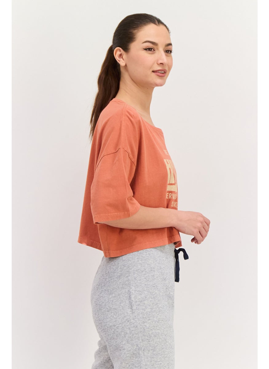 Women Sportswear Fit Short Sleeve Outdoor Top, Rust