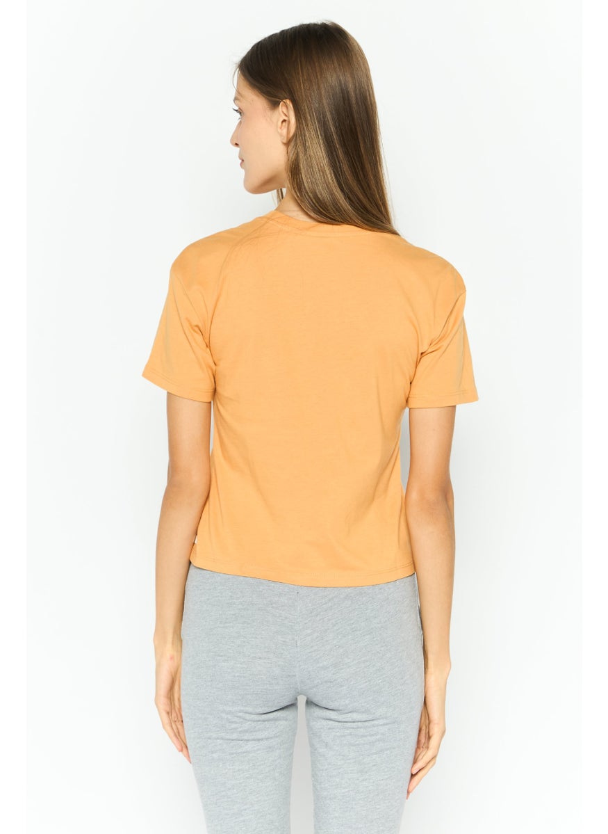 Women Sportswear Fit Short Sleeve Outdoor Top, Orange