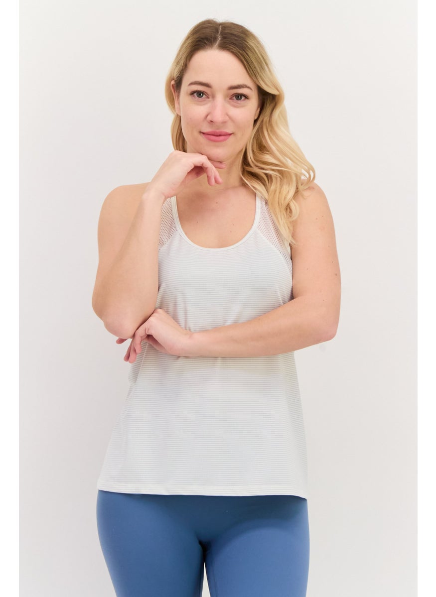 Women Sportswear Fit Sleeveless Running Tank Top, Off White