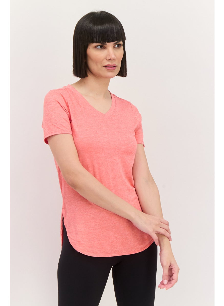 Women Sportswear Fit Shorts Sleeve Training T-Shirts, Coral Heather