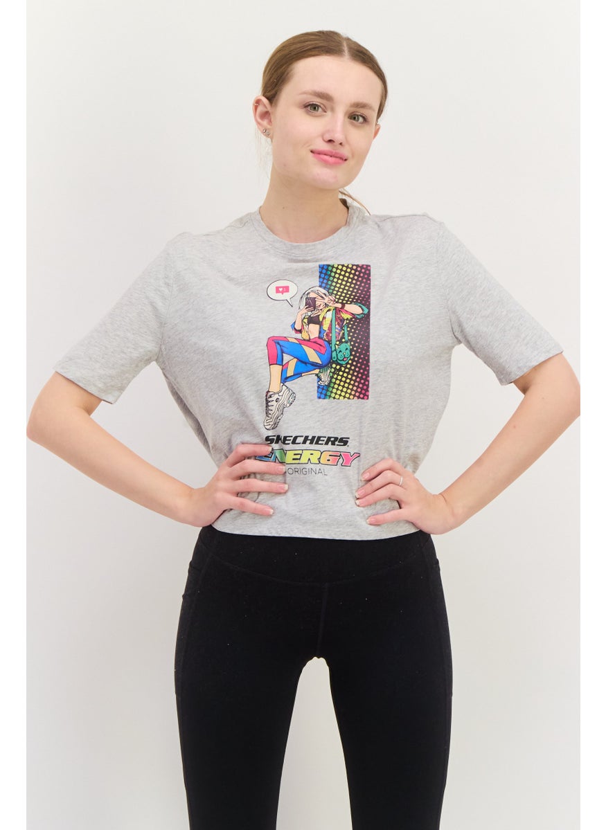 Women Sportswear Fit Short Sleeves Outdoor T-Shirt, Light Grey