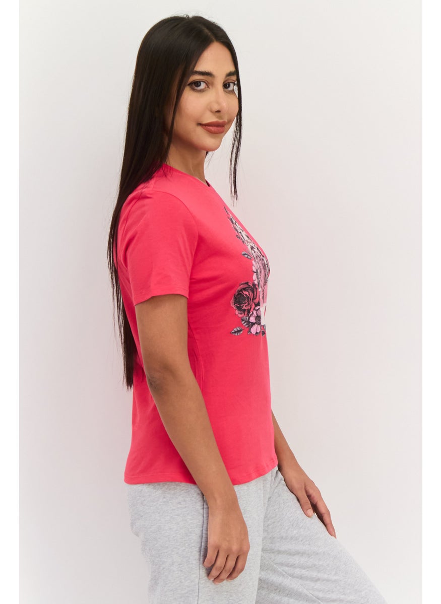 Women Sportswear Fit Short Sleeves Outdoor Top, Pink