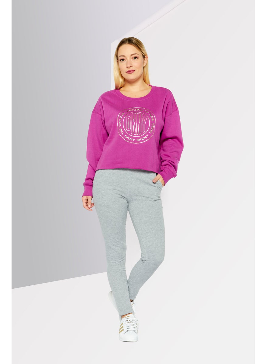 Women Sportswear Fit Long Sleeves Outdoor Top, Purple