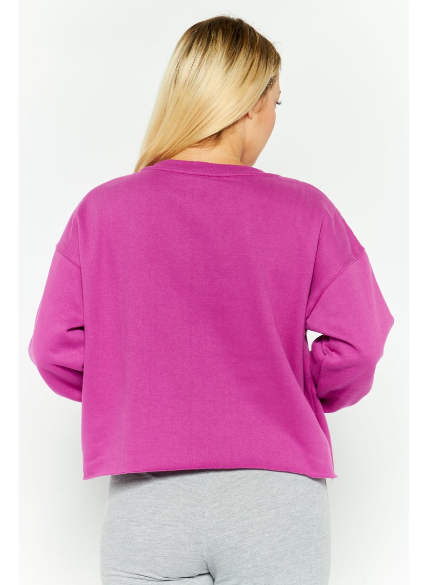 Women Sportswear Fit Long Sleeves Outdoor Top, Purple