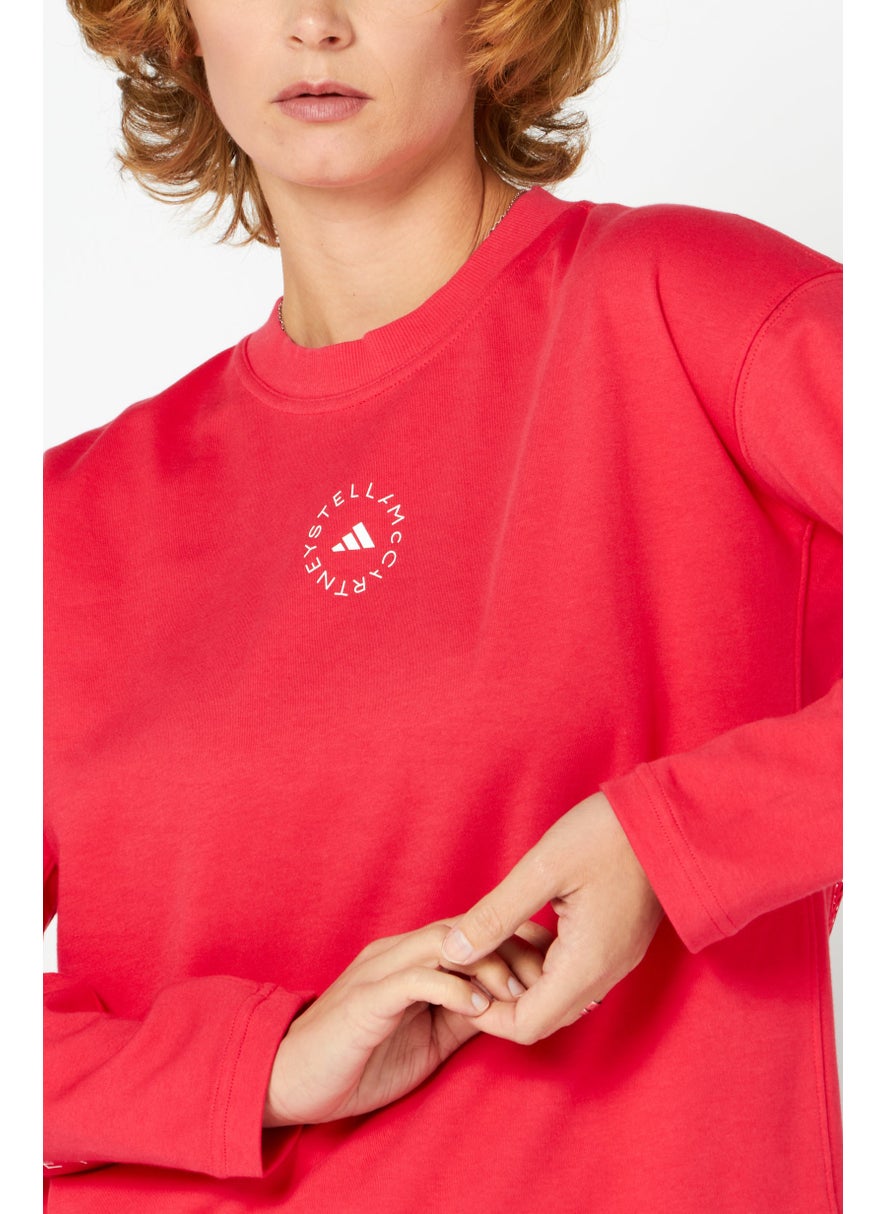 Women Sportswear Fit Long Sleeves Brand Logo Training T-Shirt, Pink