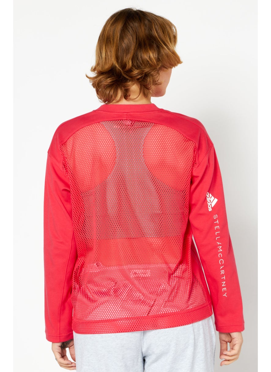 Women Sportswear Fit Long Sleeves Brand Logo Training T-Shirt, Pink