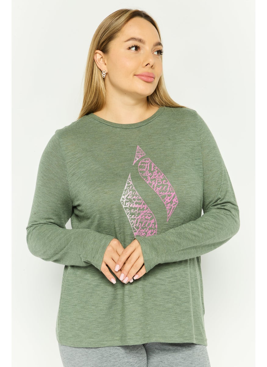 Women Sportswear Fit Long Sleeve Outdoor Top, Green