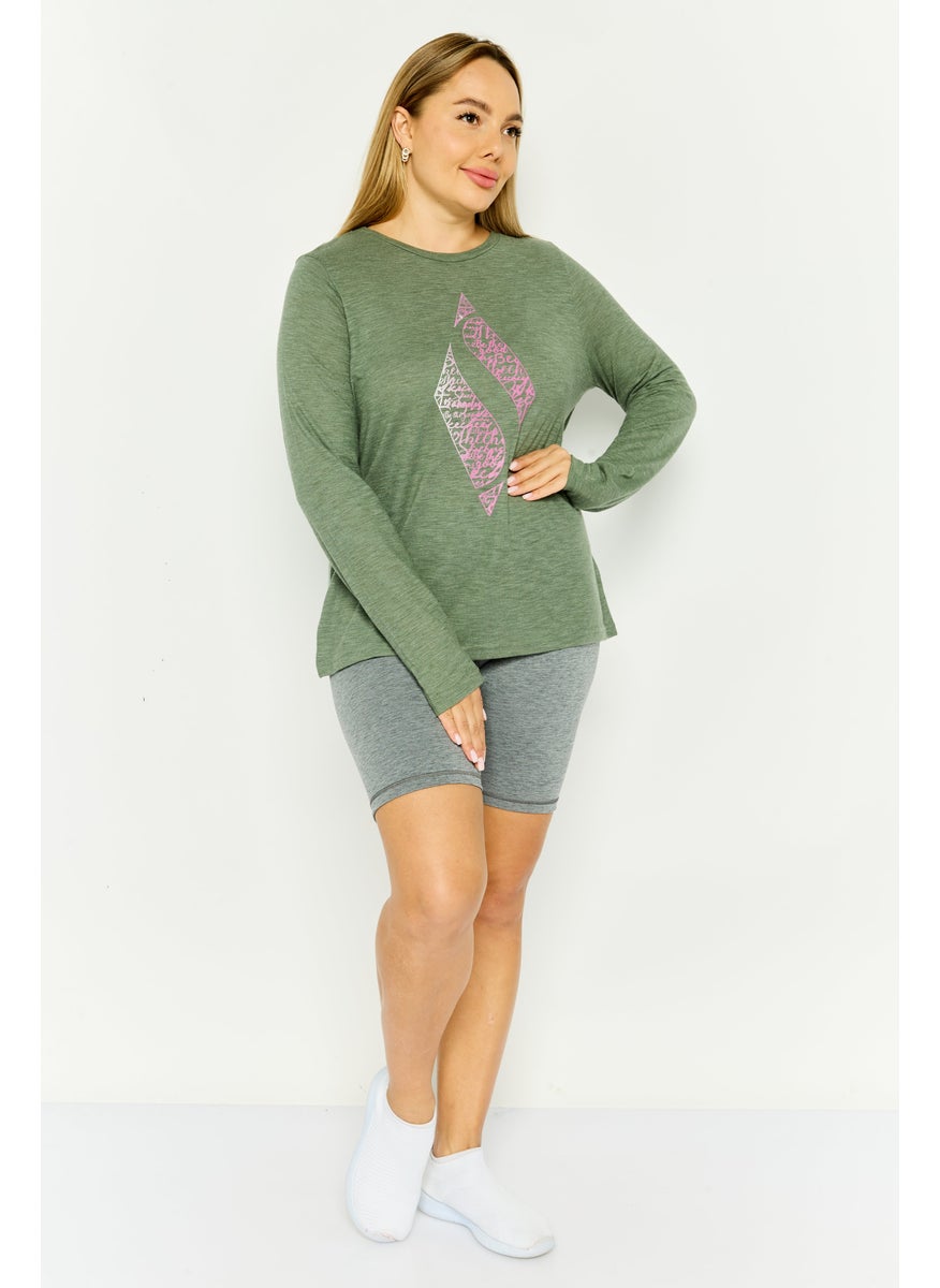 Women Sportswear Fit Long Sleeve Outdoor Top, Green