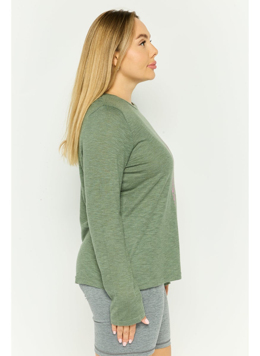 Women Sportswear Fit Long Sleeve Outdoor Top, Green
