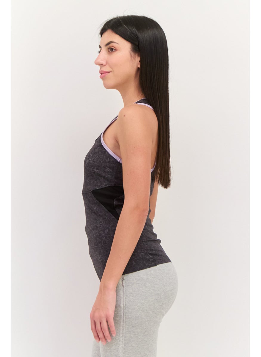 Women Sportswear Fit Sleeveless Training Tank Top, Dark Grey Combo