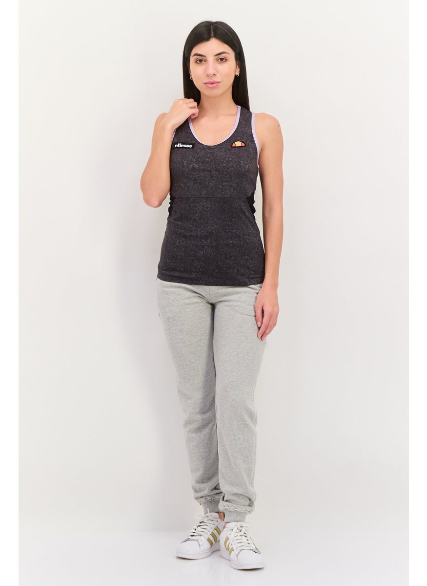 Women Sportswear Fit Sleeveless Training Tank Top, Dark Grey Combo