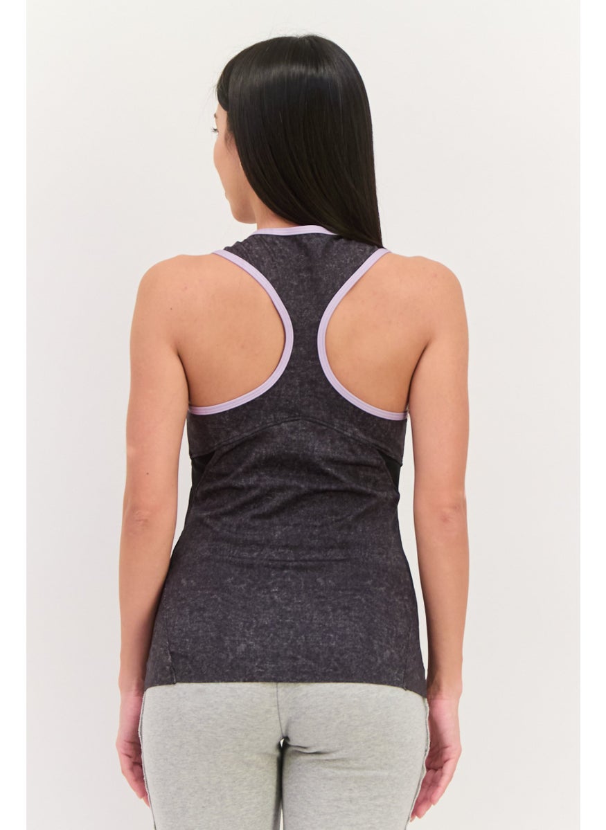 Women Sportswear Fit Sleeveless Training Tank Top, Dark Grey Combo