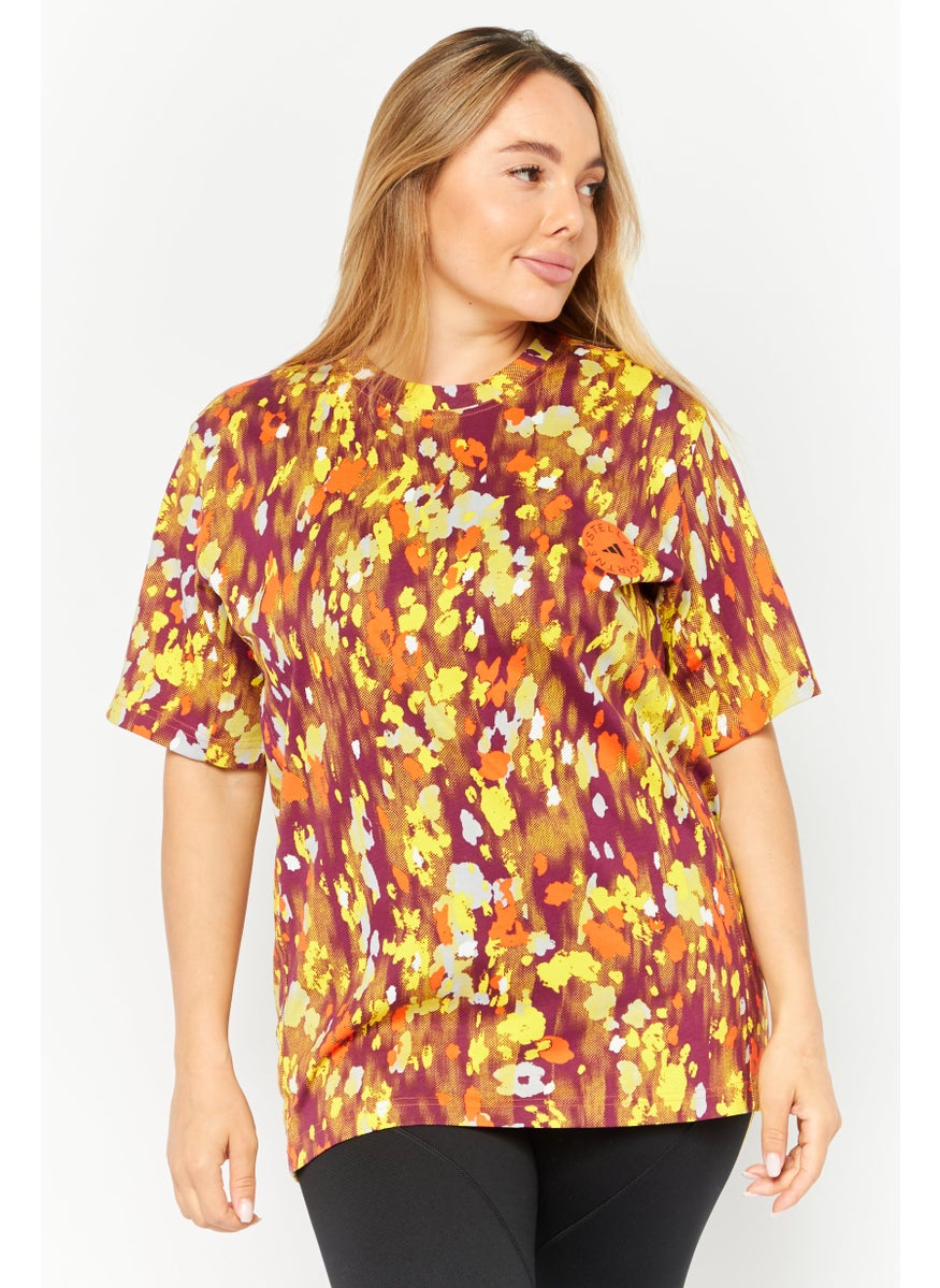 Women Sportswear Fit Short Sleeves Outdoors Top, Yellow