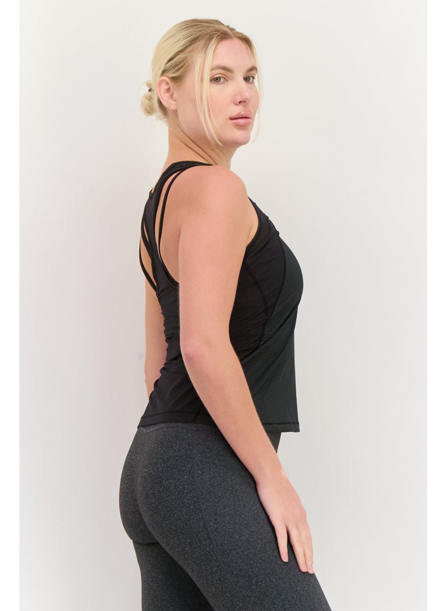 Women Sportswear Fit Sleeveless Training Top, Charcoal