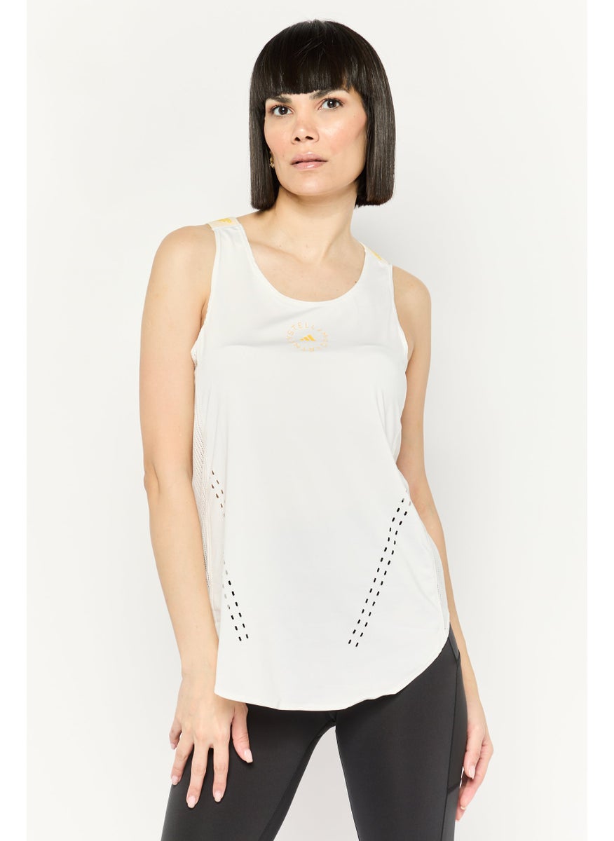 Women Sportswear Fit Sleeveless Training Top, White Combo
