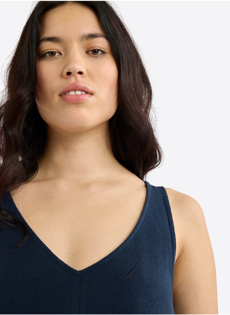 Sleeveless Premium Cotton Logo V-Neck T-shirt