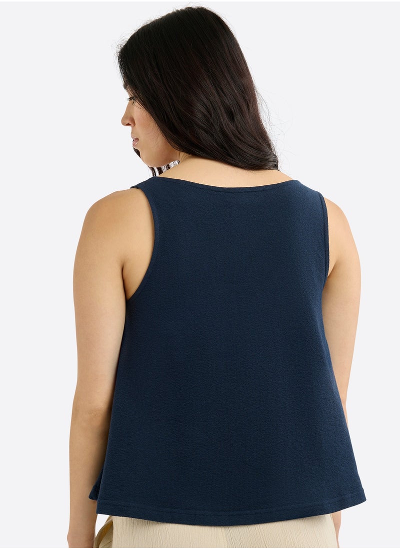Sleeveless Premium Cotton Logo V-Neck T-shirt
