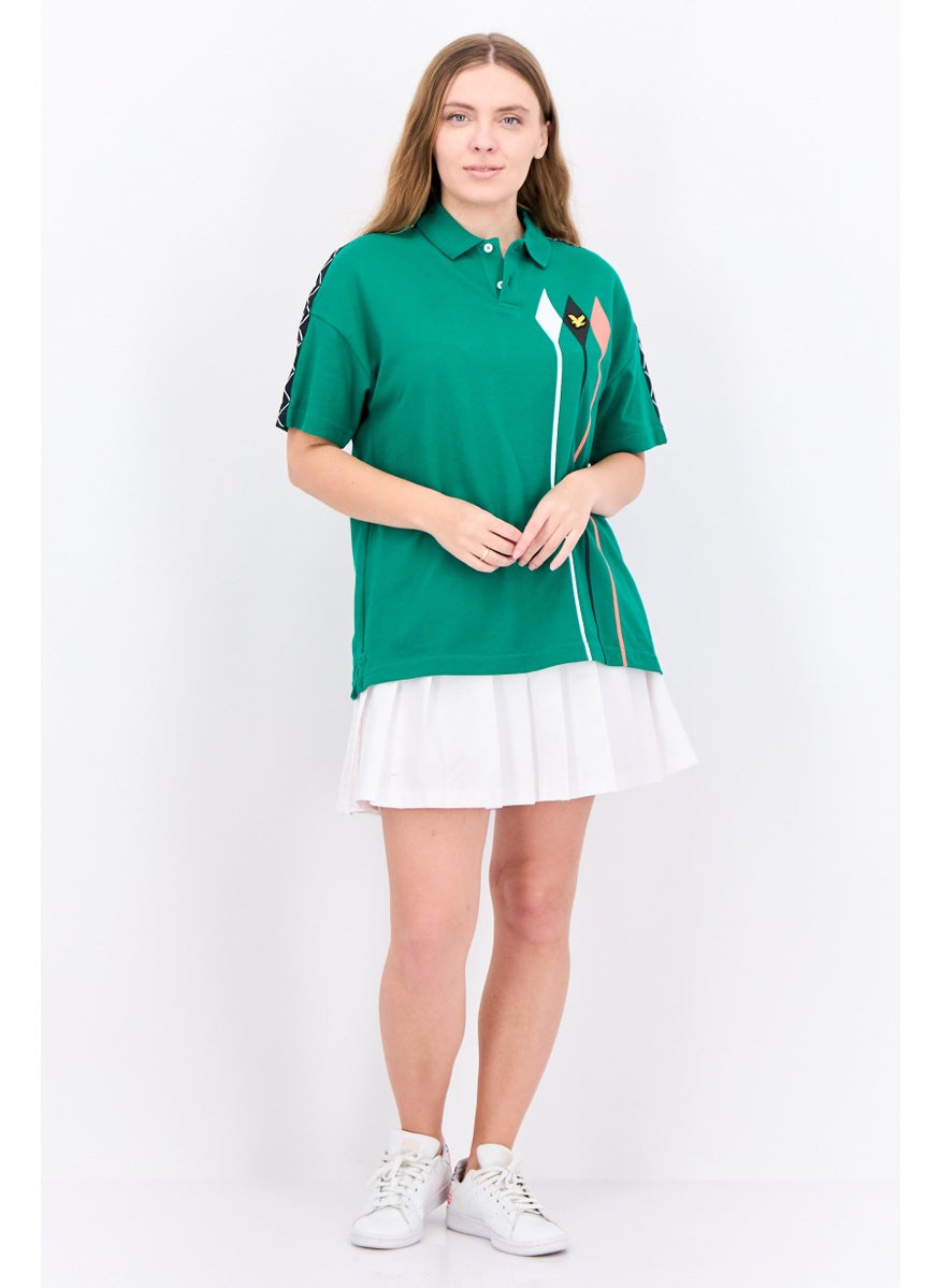 Women Regular Fit Short Sleeves Polo Shirts, Green