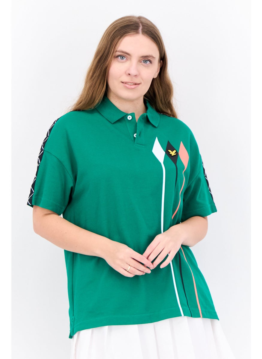 Women Regular Fit Short Sleeves Polo Shirts, Green