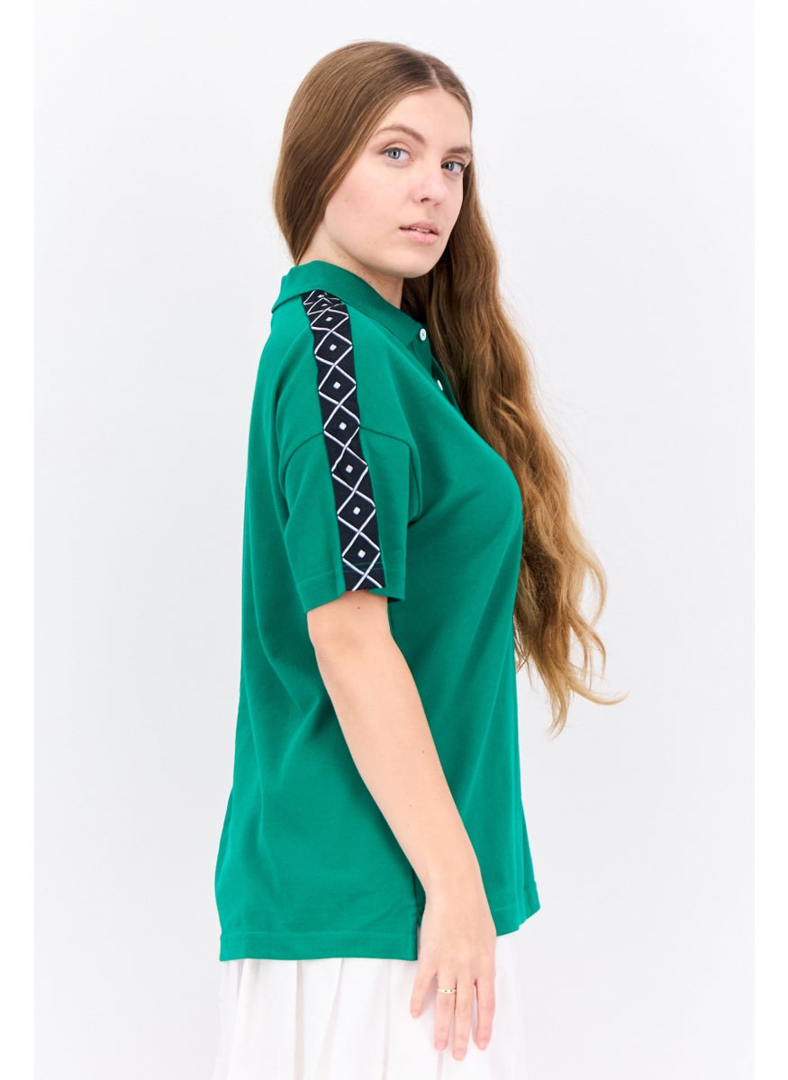 Women Regular Fit Short Sleeves Polo Shirts, Green
