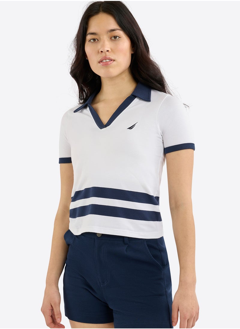 Contrast Striped Regular Fit Cotton Blend Polo Shirt