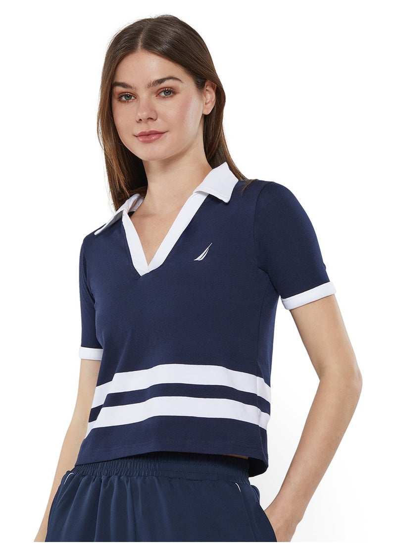 Contrast Striped Regular Fit Cotton Blend Polo Shirt