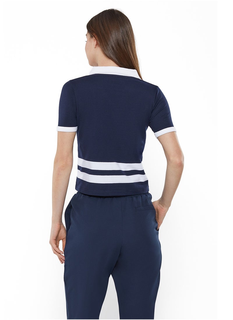 Contrast Striped Regular Fit Cotton Blend Polo Shirt