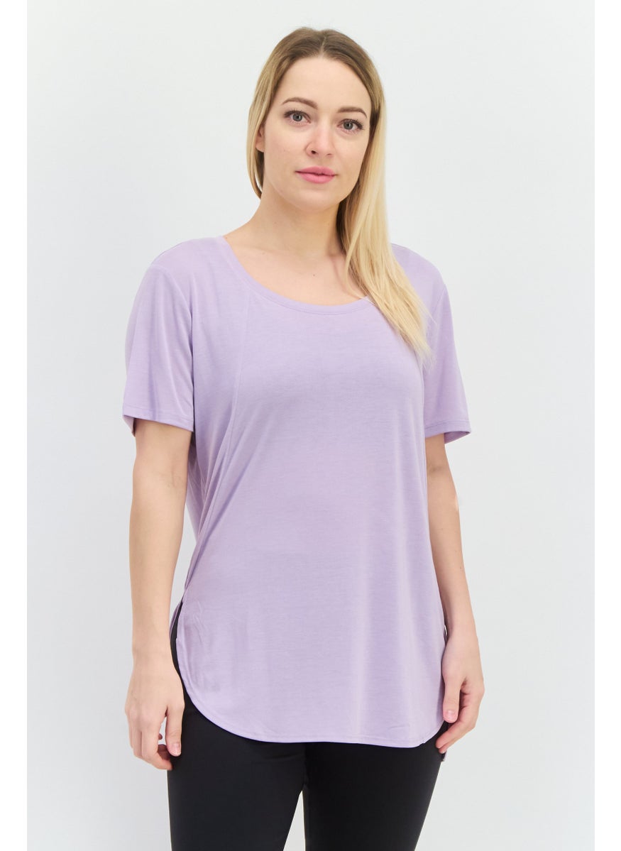 Women Sportswear Fit Short Sleeve Outdoor Top, Lavender