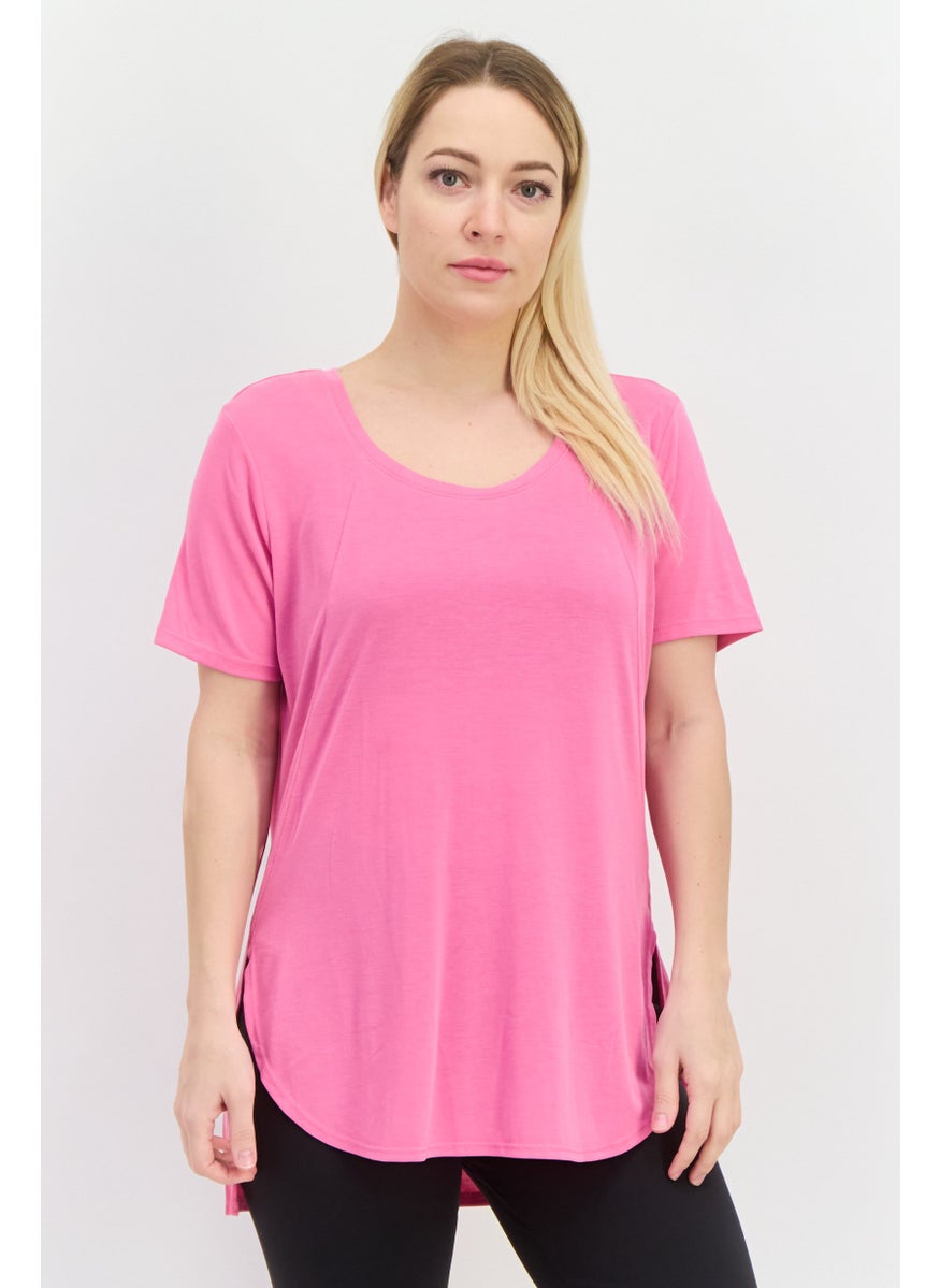 Women Sportswear Fit Short Sleeve Outdoor Top, Pink