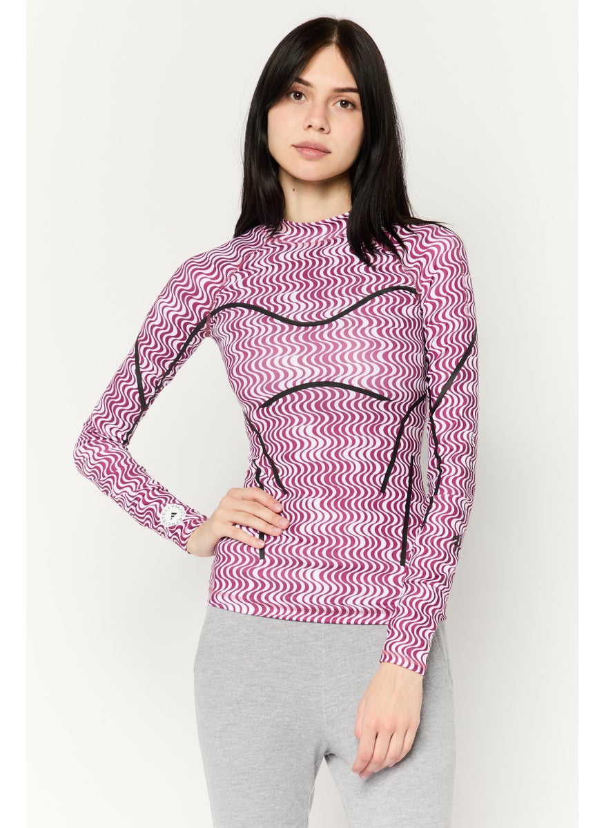 Women Sportswear  Fit Long Sleeves Training Top, Burgundy