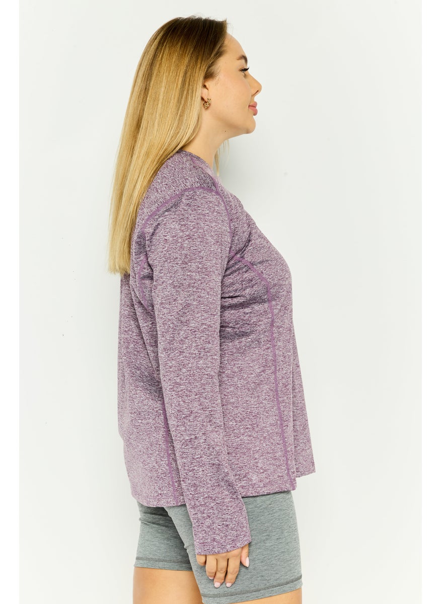 Women Sportswear Fit Long Sleeve Training Top, Purple Heather